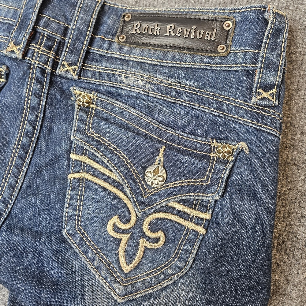 Rock Revival Women's Gwen Bootcut‎ Jeans Size 28 Blue Low Rise Festival Chic